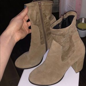 Chinese Laundry Tan Suede Bootie Heels